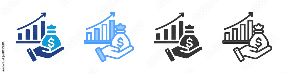 Poster profit icon set multiple style collection