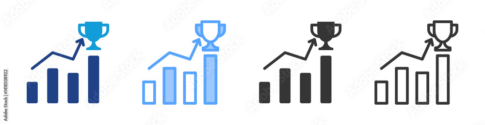 Poster achievement icon set multiple style collection