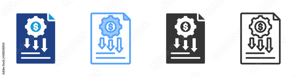 Aufkleber Reduce Cost icon set multiple style collection