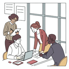 Diverse Team of Professionals Collaborating on Research Plan in Boardroom