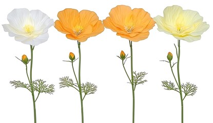 Beautiful Blossoms of Various Colors on Tall Green Stems