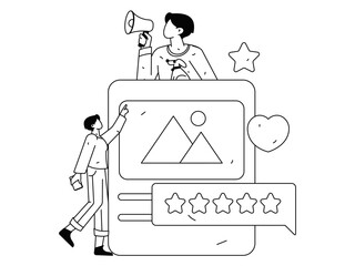 Virtual characters social communication concept business flat vector hand drawn illustration
