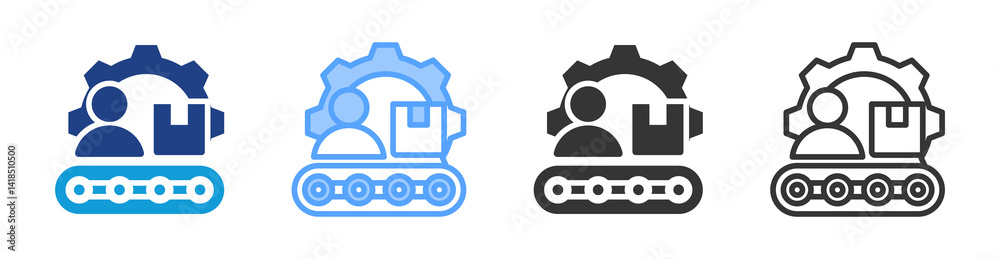 Poster production icon set multiple style collection