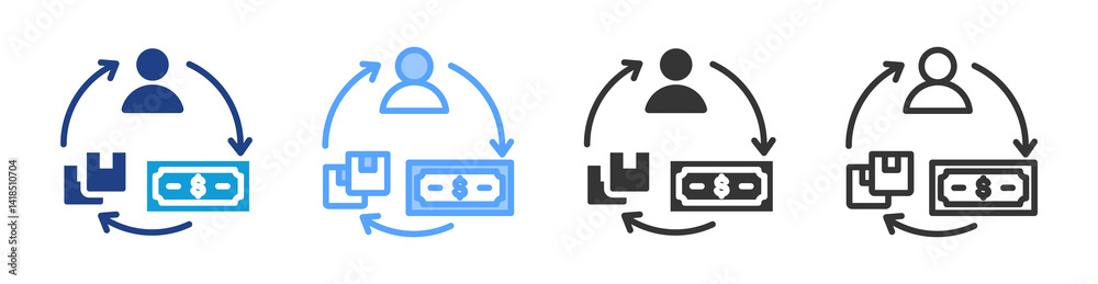 Poster Consumers icon set multiple style collection