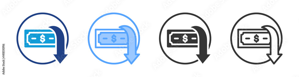 Poster Cost Reduction icon set multiple style collection