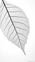 Obraz premium leaf vein clipart, plant element, mirrored blur line pattern, grayscale, isolated on white background