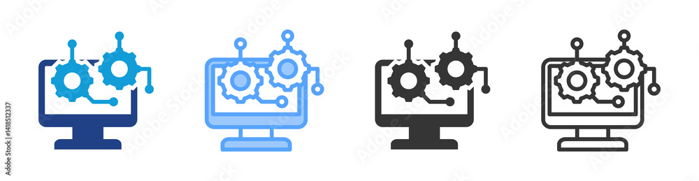 Poster Online Machine Learning icon set multiple style collection