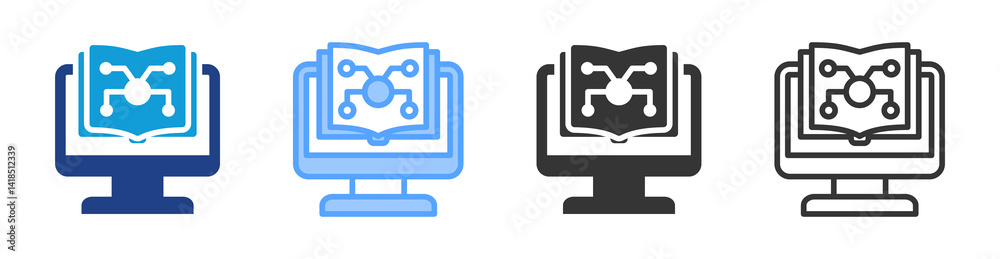 Poster Computer Science Learning icon set multiple style collection