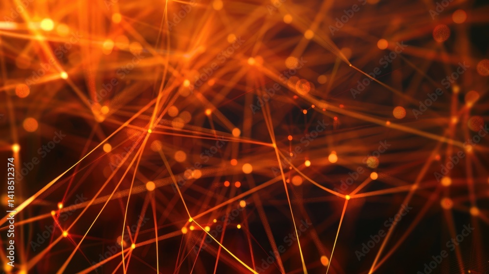 Poster this abstract image showcases a vibrant network of converging lines and glowing dots, symbolizing mo