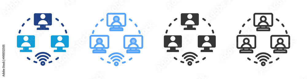 Poster Online Collaburation icon set multiple style collection