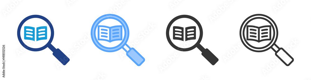 Poster Researched icon set multiple style collection