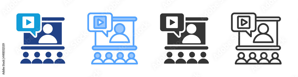 Poster Presentation icon set multiple style collection