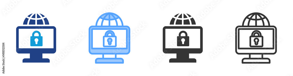 Poster Global Access icon set multiple style collection