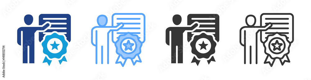 Poster educator experience icon set multiple style collection