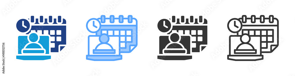Poster Flexible Learning Schedule icon set multiple style collection
