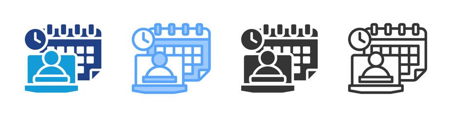 Flexible Learning Schedule icon set multiple style collection