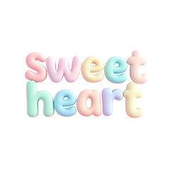 Delicate pastel lettering creating a sense of care and tenderness, a sweet heart