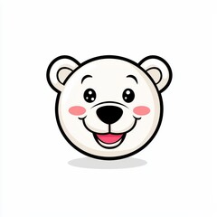Cartoon illustration of a cheerful bear with a wide smile and pink tongue