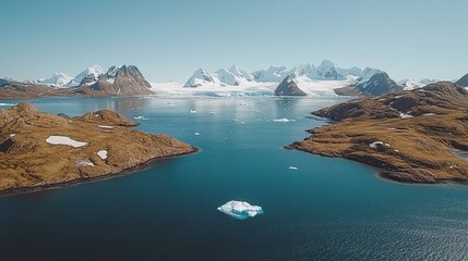 Obraz premium Arctic landscape with icy mountains and water. Vast expanse of pristine, frozen wilderness