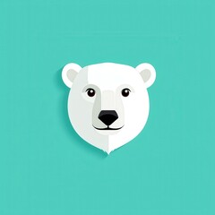 Minimalist illustration of a polar bear's head on a turquoise background