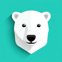 Fototapeta premium Flat design illustration of a polar bear's head on a teal background