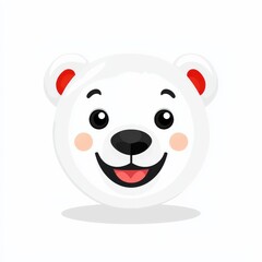 Obraz premium Cartoon illustration of a cheerful polar bear face with red ears and a pink tongue