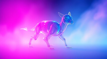 Glass Canine Striding Through Neon Light..........