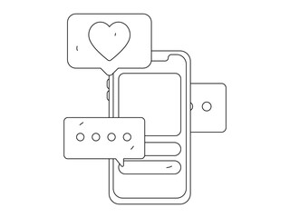 Virtual characters social communication concept business flat vector hand drawn illustration
