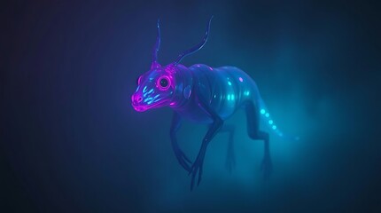 Bio-luminescent Kangaroo Leaps Through Neon Mist..