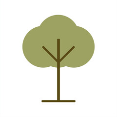 Minimal Tree Illustration in Flat Style with Green Crown and Brown Trunk