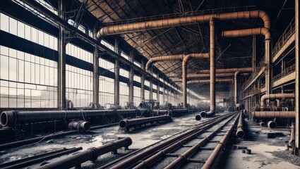 Abandoned industrial factory interior