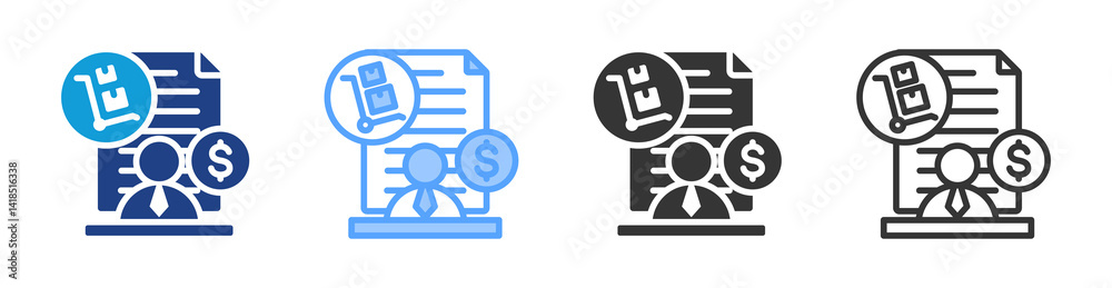 Poster Purcashing Process icon set multiple style collection