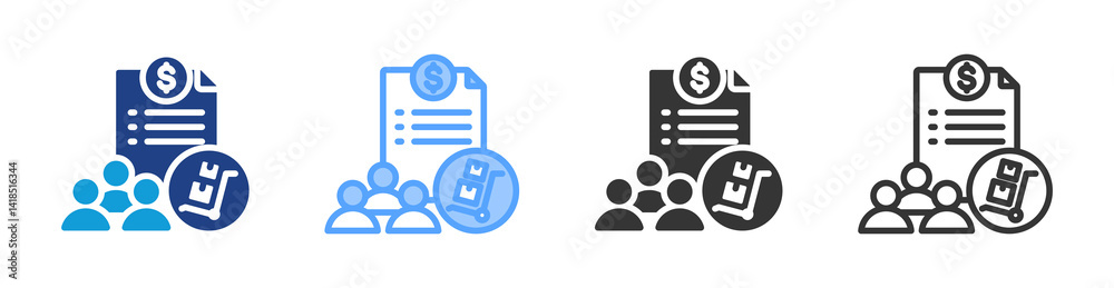 Aufkleber Purchasing Department icon set multiple style collection