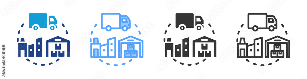 Aufkleber supply chain icon set multiple style collection