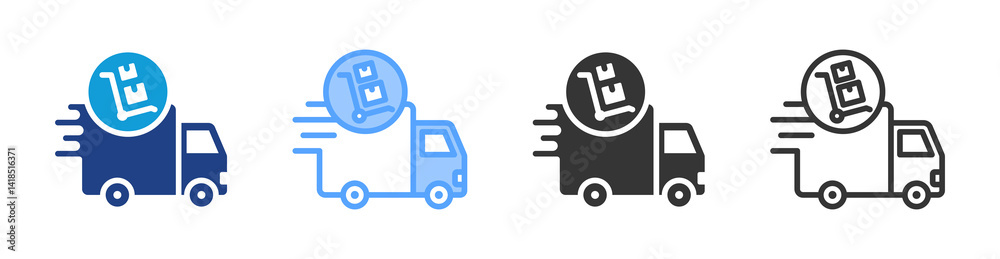 Poster delivery icon set multiple style collection