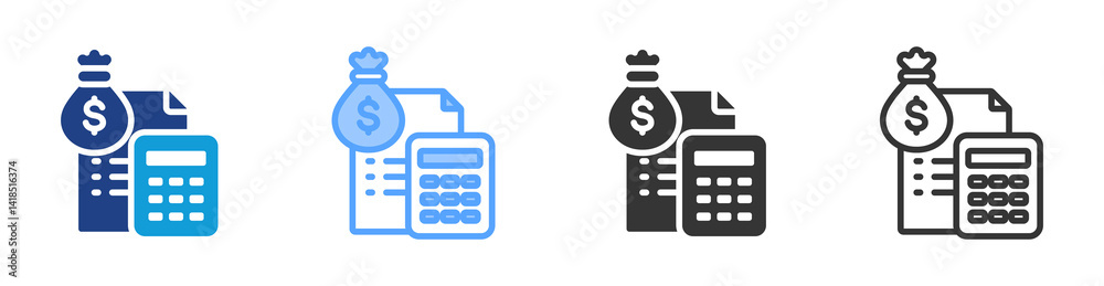 Poster Budget icon set multiple style collection