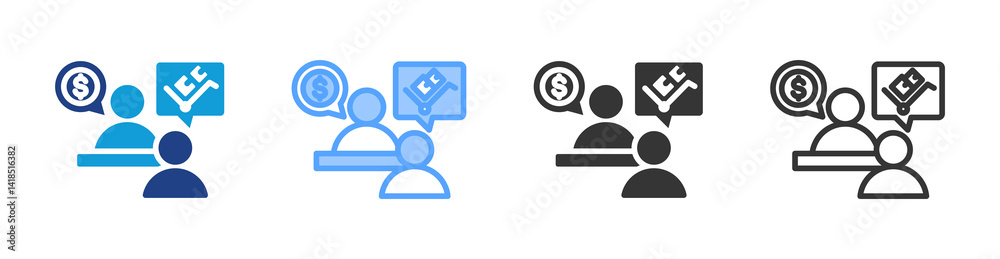 Aufkleber negotiation icon set multiple style collection