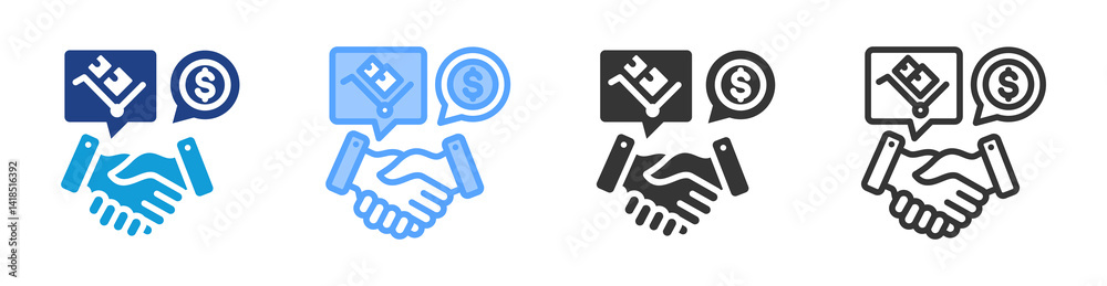 Poster agreement icon set multiple style collection