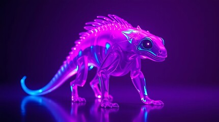 Glass Lizard Standing in Neon Purple Light........