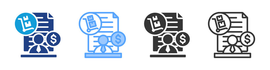 Purcashing Process icon set multiple style collection