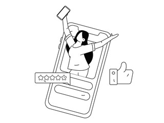 Virtual characters social communication concept business flat vector hand drawn illustration
