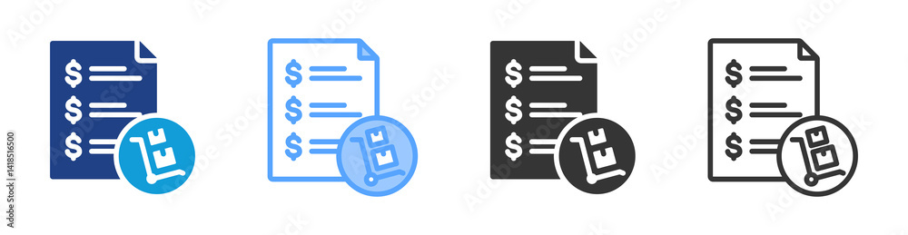Poster pricelist icon set multiple style collection