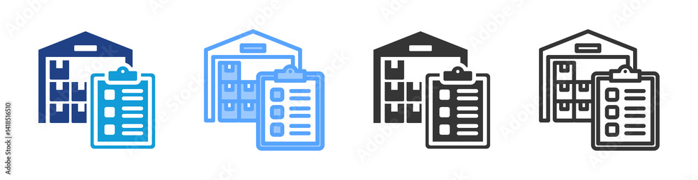 Poster inventory icon set multiple style collection