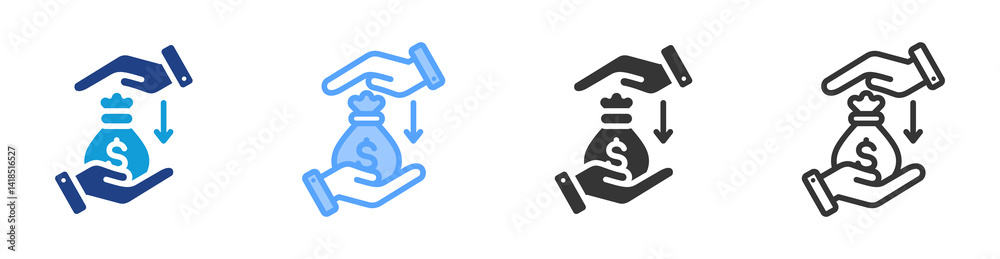 Aufkleber Cost Saving icon set multiple style collection
