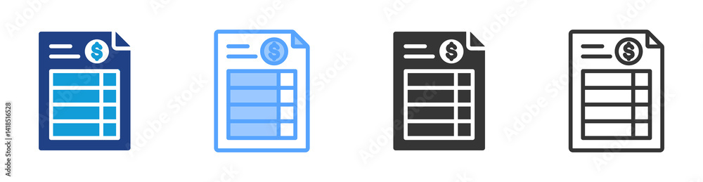 Poster Invoice icon set multiple style collection