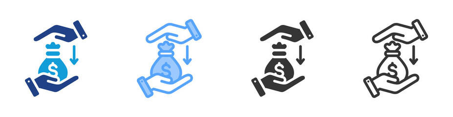 Cost Saving icon set multiple style collection