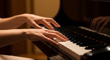 Obraz premium Hands Playing Piano Keys