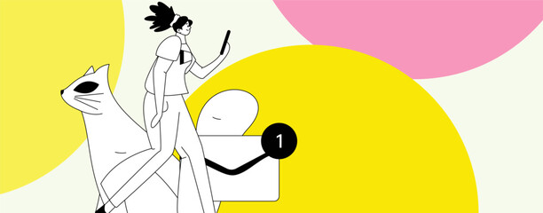 Virtual characters social communication concept business flat vector hand drawn illustration
