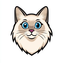 Obraz premium Whimsical illustration of a cat with blue eyes and a light beige coat