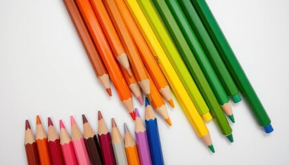 Fototapeta premium Colorful Pencils On A White Surface